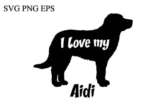 Aidi I Love My Dog Silhouette Logo