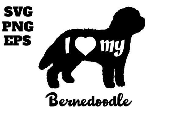 Bernedoodle I Love My Dog Vector