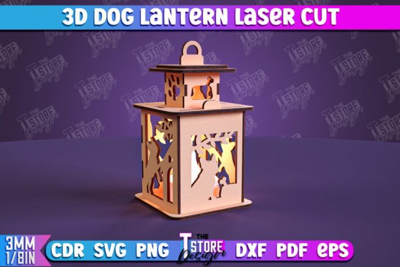 Dog Lantern 3D Night Light Home Pets