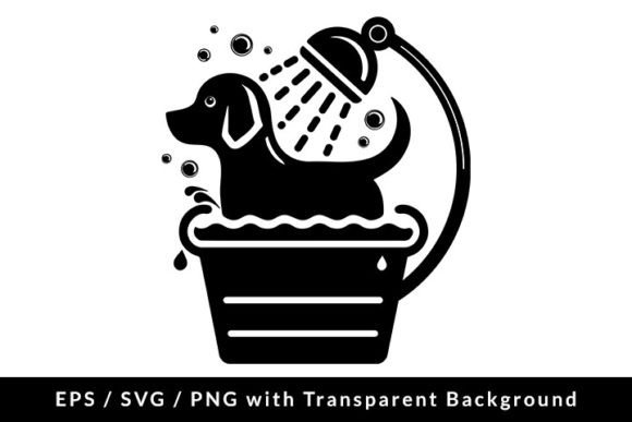 Dog Taking a Bath Silhouette SVG EPS PNG