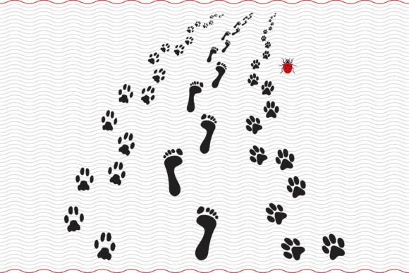 SVG Human Feet and Dog Paws, Silhouettes